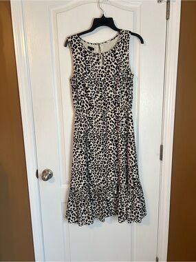 Talbots Black and Cream Leopard Print Sleeveless Dress